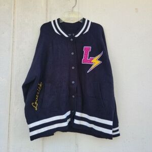 Torrid Lovesick Varsity Bomber Sweater Jacket